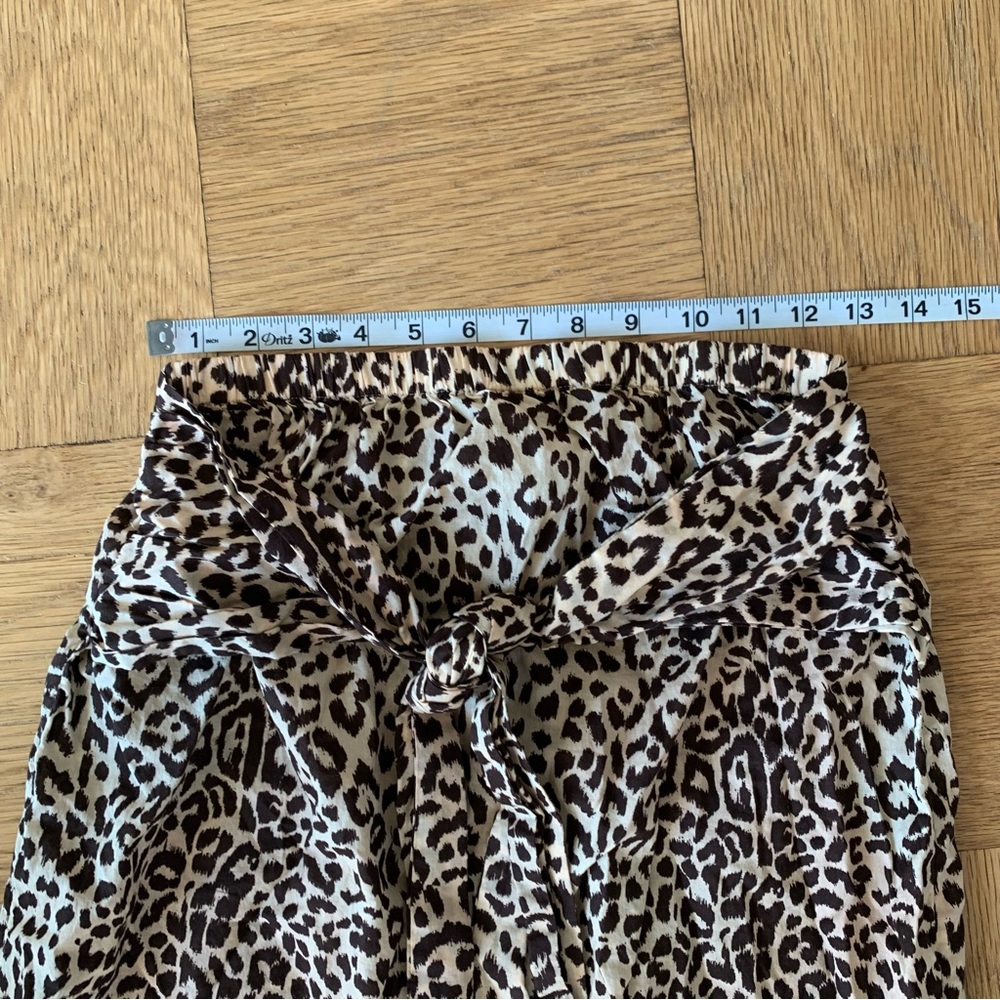 J Crew Beach Small Long Skirt Leopard Animal Print Front Tie Slits - Picture 6 of 8